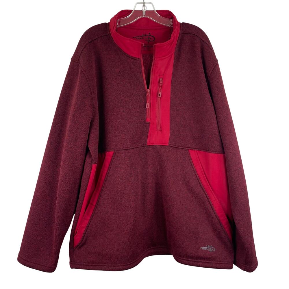 Reel Life Red Quarter Zip Pull Over Sweater Men's XXL Outdoors Fishing